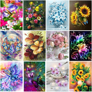 DIY 5D Diamond Painting Flower Diamond Embroidery Plant Cross Stitch Rhinestone Full Round Dirll Art Home Decor Manual Gift