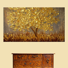 Load image into Gallery viewer, 100% Hand Painted Abstract Golden tree Oil Painting On Canvas Wall Art Frameless Picture Decoration For Live Room Home Deco Gift