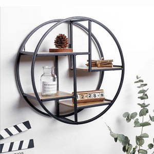Wall Mounted Iron Shelf Round Floating Shelf Wall Storage Holder and Rack Shelf for Pantry Living Room Bedroom Kitchen Entryway