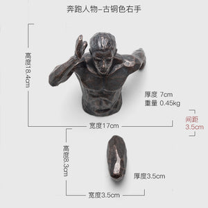 Creative Statue Running Man Racing Against Time Fgurine Wall Decoration Emboss 3D Figures Wall Hanging Sculpture Ornament - SallyHomey Life's Beautiful