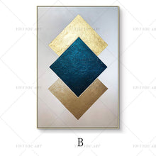 Load image into Gallery viewer, 🔥 🔥 100% Hand Painted Gold Blue Geometry Abstract Painting  Modern Art Picture For Living Room Modern Cuadros Canvas Art High Quality