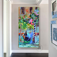Load image into Gallery viewer, Abstract modern canvas wall art hand painted painting Venice landscape beautiful vertical oil painting on canvas for living room - SallyHomey Life&#39;s Beautiful