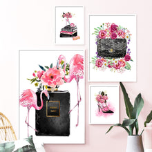 Load image into Gallery viewer, Perfume Flower Book High Heels Bag Girl  Wall Art Canvas Painting Nordic Posters And Prints Wall Pictures For Living Room Decor - SallyHomey Life&#39;s Beautiful
