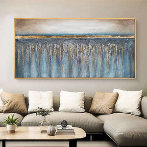 100% Hand Painted Abstract Golden Beach Painting On Canvas Wall Art Frameless Picture Decoration For Live Room Home Decor Gift