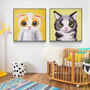 100% Hand Painted Cartoon Baby Cats Oil Painting On Canvas Wall Art Frameless Picture Decoration For Live Room Home Decor Gift