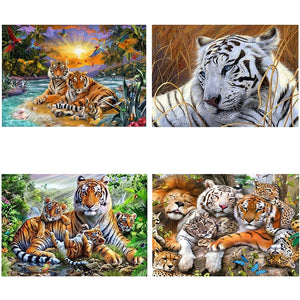 DIY Tiger 5D Diamond Painting Forest Tiger Diamond Embroidery Animal Cross Stitch Full Round Drill Home Decor Gift - SallyHomey Life's Beautiful