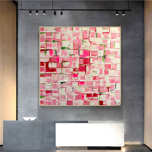 Handmade Canvas art wall decor painting for living room bedroom large modern abstract decorative pictures pink white artwork - SallyHomey Life's Beautiful