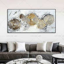 Load image into Gallery viewer, 100% Hand Painted Gold Circle Abstract Painting  Modern Art Picture For Living Room Modern Cuadros Canvas Art High Quality