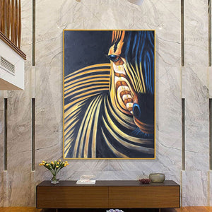 100% Hand Painted Gold Animal Zebra Abstract Painting  Modern Art Picture For Living Room Modern Cuadros Canvas Art High Quality