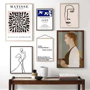 Vintage Abstract Matisse Line Figure Leaf Wall Art Canvas Painting Nordic Posters And Prints Wall Pictures For Living Room Decor - SallyHomey Life's Beautiful