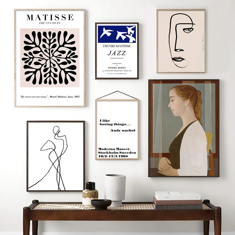 Vintage Abstract Matisse Line Figure Leaf Wall Art Canvas Painting Nordic Posters And Prints Wall Pictures For Living Room Decor - SallyHomey Life's Beautiful
