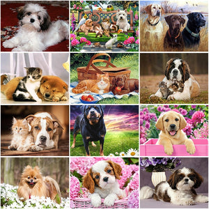 DIY 5D Diamond Painting Dog  Animal Full Drill Round Mosaic Cross Stitch  Diamond Embroidery Sale Rhinestones Full Round Drill - SallyHomey Life's Beautiful