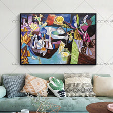 Load image into Gallery viewer, 100% Hand Painted abstract scenery canvas Handmade oil painting Night Fishing at Antibes masterpiece reproduction Picasso oil painting
