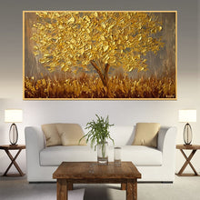 Load image into Gallery viewer, 100% Hand Painted Abstract Golden tree Oil Painting On Canvas Wall Art Frameless Picture Decoration For Live Room Home Deco Gift