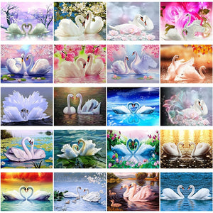 DIY 5D Diamond Painting Swan Animal Full Round Mosaic Cross Stitch Kit Diamond Embroidery Picture Rhinestone Wall Home Decor