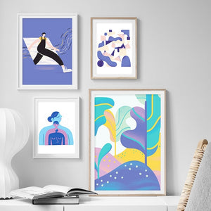 Fashion Girl Mountain Abstract Modern Art Wall Art Canvas Painting Nordic Posters And Prints Wall Pictures For Living Room Decor - SallyHomey Life's Beautiful