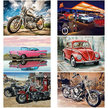 Load image into Gallery viewer, DIY Scenery 5D Diamond Painting Full Round Drill Landscape Car Diamond Embroidery Motorcycle Cross Stitch Wall Art Home Decor