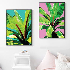 Colorful Banana Leaf Scandinavian Wall Art Canvas Painting Nordic Posters And Prints Plants Wall Pictures For Living Room Decor - SallyHomey Life's Beautiful