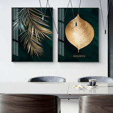 Load image into Gallery viewer, Abstract Golden Plant Leaves Picture Wall Poster Modern Style Canvas Print Painting Art Aisle Living Room Unique Decoration - SallyHomey Life&#39;s Beautiful