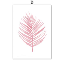 Load image into Gallery viewer, Pink Monstera Feather Leaf Tropical Plant Wall Art Canvas Painting Nordic Posters And Prints Wall Pictures For Living Room Decor - SallyHomey Life&#39;s Beautiful