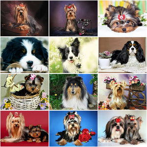 DIY 5D Diamond Painting Dog Animal Cross Stitch Kit Mosaic Diamond Embroidery Sale Full Round Drill Rhinestones Art Wall Decor - SallyHomey Life's Beautiful