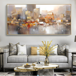 Quadros de parede para sala cuadros modernos abstractos city oil painting on canvas handmade wall pictures for living room - SallyHomey Life's Beautiful