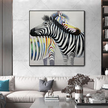 Load image into Gallery viewer, 100% Hand Painted Color Zebra Couple Abstract Modern Art Picture For Living Room Modern Cuadros Canvas Art High Quality