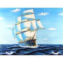 Load image into Gallery viewer, DIY 5D Diamond Painting Ship on Sea Diamond Embroidery Landscape Cross Stitch Kits Full Round Drill Rhinestone Mosaic Decor - SallyHomey Life&#39;s Beautiful