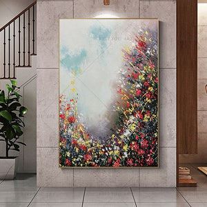   100% Hand Painted  Beautiful Flower Ring Abstract Painting  Modern Art Picture For Living Room Modern Cuadros Canvas Art High Quality