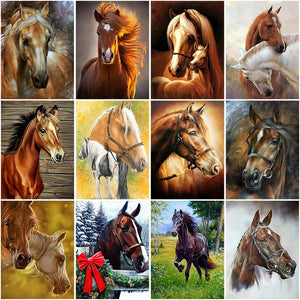 5D Diamond Painting Horse Animal Mosaic Diamond Embroidery Full Round Drill Cross Stitch DIY Rhinestones Home Decor - SallyHomey Life's Beautiful