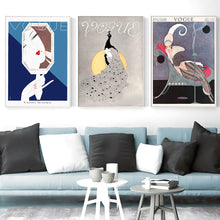 Load image into Gallery viewer, Abstract Vintage Vogue Girl Peacock Mirror Fashion Nordic Posters And Prints Canvas Painting Wall Pictures For Living Room Decor - SallyHomey Life&#39;s Beautiful