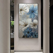 Load image into Gallery viewer, 100% Hand Painted  White Blue Flowers Abstract Painting  Modern Art Picture For Living Room Modern Cuadros Canvas Art High Quality