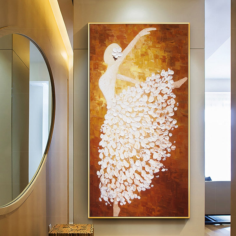 100% Hand Painted Abstract Dancing Oil Painting On Canvas Wall Art Frameless Picture Decoration For Living Room Home Decor Gift