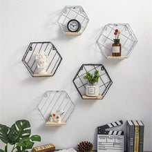 Load image into Gallery viewer, Wall Storage Shelf Combination Wall Hanging Living Room Bedroom Iron Hexagonal Grid Geometric Figure-shaped Decoration #SO