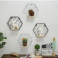 Load image into Gallery viewer, Wall Storage Shelf Combination Wall Hanging Living Room Bedroom Iron Hexagonal Grid Geometric Figure-shaped Decoration #SO