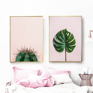 Tropical Cactus Monstera Palm Leaf Plant Wall Art Canvas Painting Nordic Posters And Prints Wall Pictures For Living Room Decor - SallyHomey Life's Beautiful