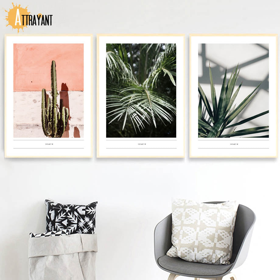 Tropical Flesh Keel Cactus Palm Leaf Wall Art Canvas Painting Nordic Posters And Prints Wall Pictures For Living Room Home Decor - SallyHomey Life's Beautiful