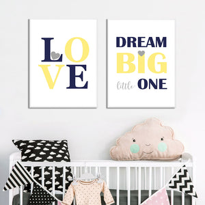 Children Poster Navy Blue Yellow Minimalist Wall Art Canvas Print Painting Decorative Picture Nordic Kid Baby Bedroom Decoration - SallyHomey Life's Beautiful