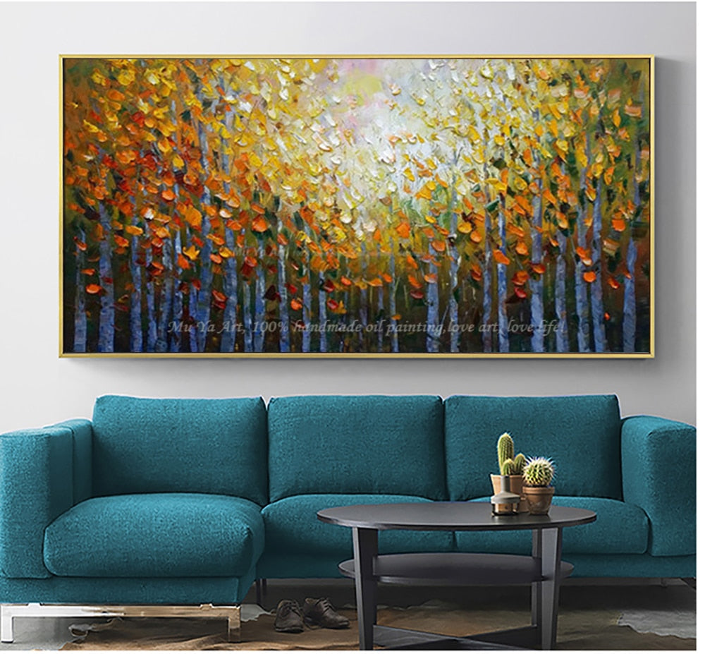 Painting landscape Acrylic modern paintings for living room wall pictures tree painting abstract oil painting on canvas handmade - SallyHomey Life's Beautiful