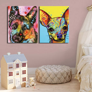 Modern Abstract Art Posters and Prints on Canvas Wall Art Painting Watercolor Pet Dogs Decorative Painting for Kids Room Decor - SallyHomey Life's Beautiful