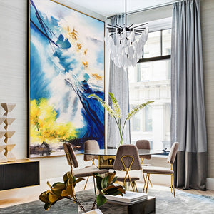 100% Hand Painted Abstract Modern Sea Art Oil Painting On Canvas Wall Art Wall Adornment Pictures Painting For Living Room Home