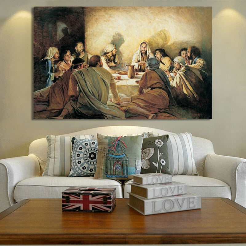 Classical Posters and Prints Wall Art Canvas Painting Jesus in the Last Dinner Decorative Painting for Living Room Home Decor - SallyHomey Life's Beautiful