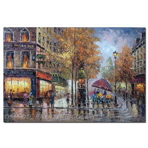 High Quality Impression Street Oil Painting on Canvas Pure Hand-painted Walking in Street Canvas Oil Painting - SallyHomey Life's Beautiful