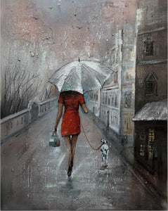 Modern Abstract Posters and Prints Wall Art Canvas Painting Wall Decoration Streetscape Lovers in the Rain Pictures for Bedroom - SallyHomey Life's Beautiful