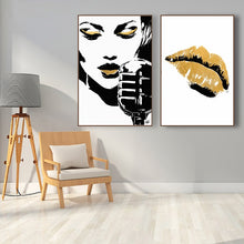 Load image into Gallery viewer, Black And Gold Abstract Canvas Print, People Canvas Art Posters and Prints Wall Glam Rock Decorative Paintings for Living Room - SallyHomey Life&#39;s Beautiful