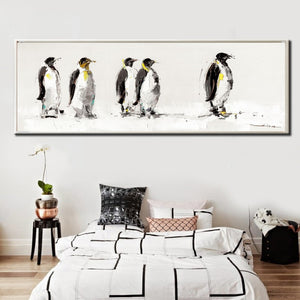 Lovely Animal Landscape Canvas Painting Penguins Digital Print Poster for Living Room Decoration Wall Canvas Art Home Decor Gift - SallyHomey Life's Beautiful
