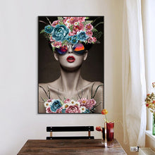 Load image into Gallery viewer, Abstract Portrait Posters and Prints Wall Art Canvas Painting Flowers Women with Cool Glasse Pictures for Living Room Home Decor - SallyHomey Life&#39;s Beautiful