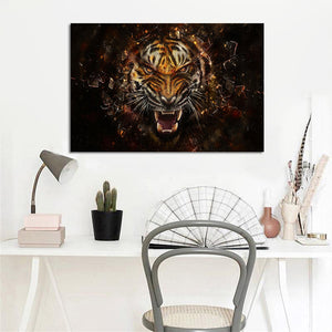 Modern Computer Art Poster and Prints Wall Art Canvas Painting The King of the Tiger Decorative Pictures for Kids Bedroom Decor - SallyHomey Life's Beautiful