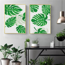 Load image into Gallery viewer, Modern Print Plant Leaf Art Posters And Prints Nordic Green Wall Art Canvas Painting Art Pictures for Living Room Wall No Frame - SallyHomey Life&#39;s Beautiful