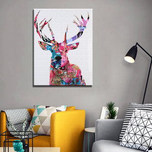 Posters and Print Wall Art Canvas Painting Wall Decoration Colorful Abstract Sika Deer Pictures for Living Room Wall Frameless - SallyHomey Life's Beautiful